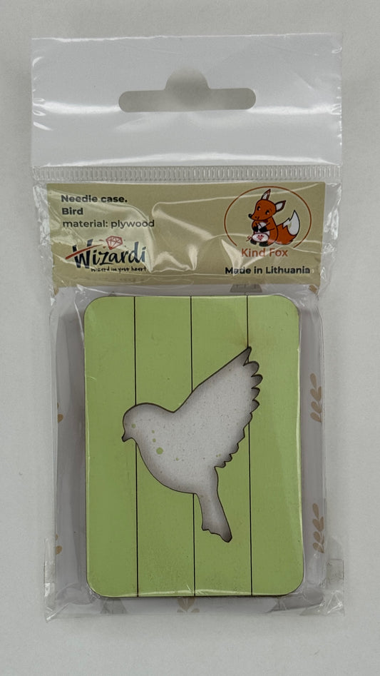 Wizardi WOODEN NEEDLE CASE "BIRD" KF056/12