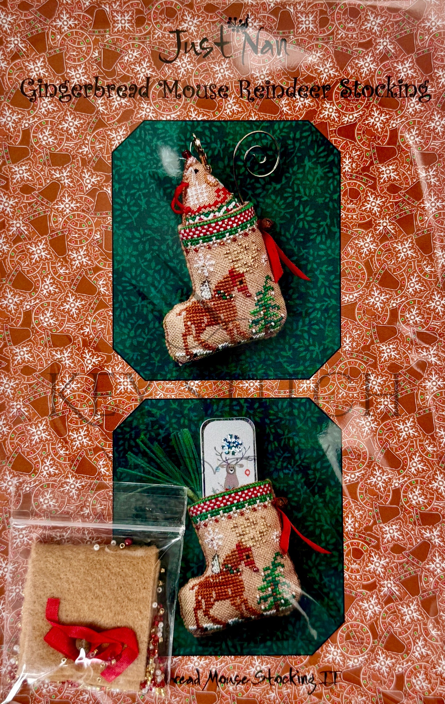 Just Nan - Gingerbread Mouse Reindeer Stocking